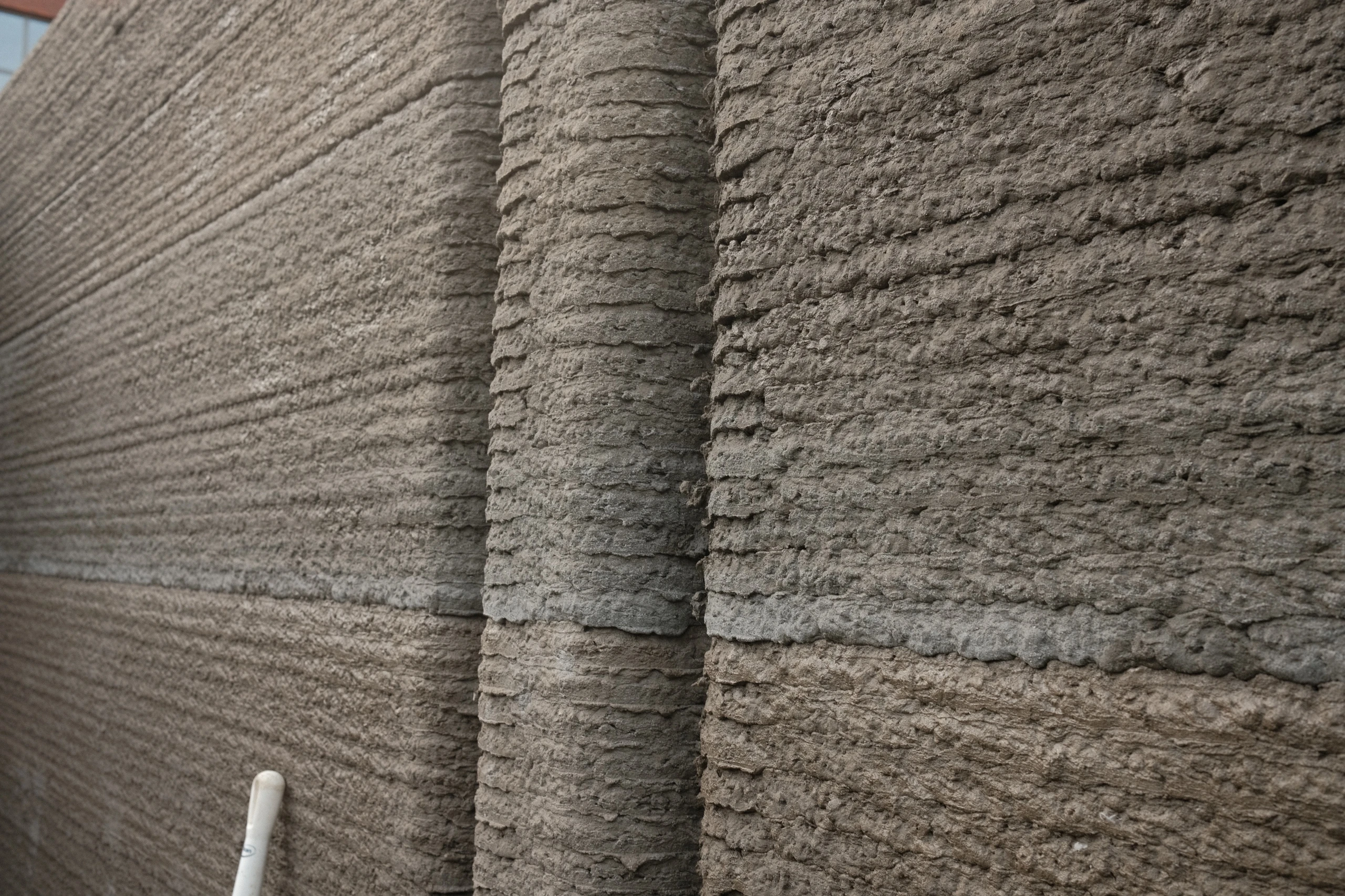 Image of close up of 3D-printed concrete layers