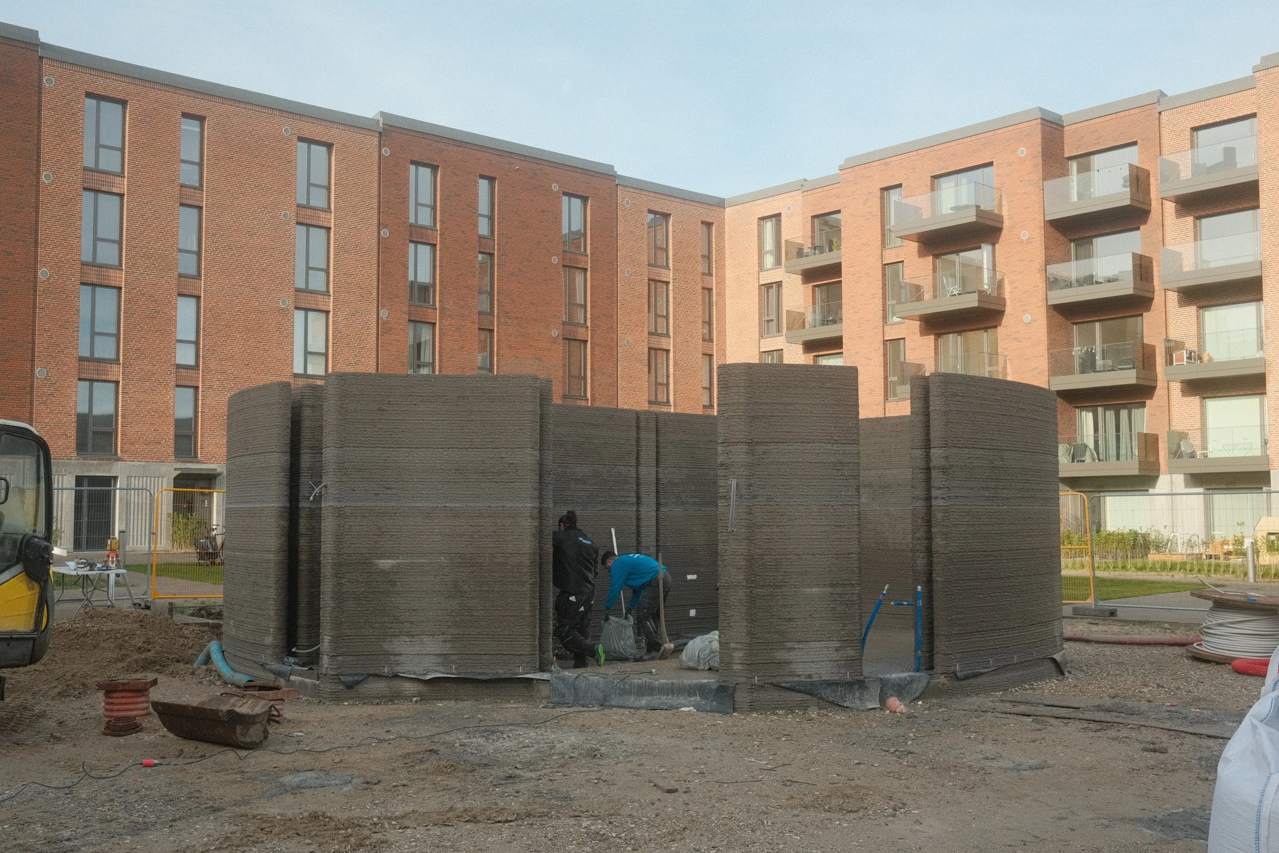 Image of the 3D-printed Community House under construction