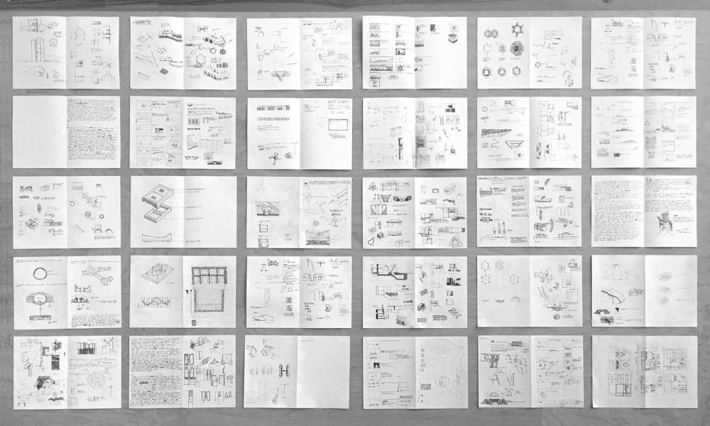 Collage of sketches in folded A4 format - produced throughout the project.