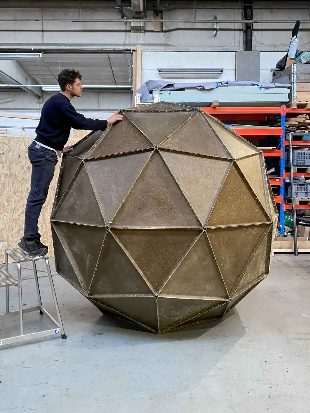 Phillippe inspecting the top of the dome