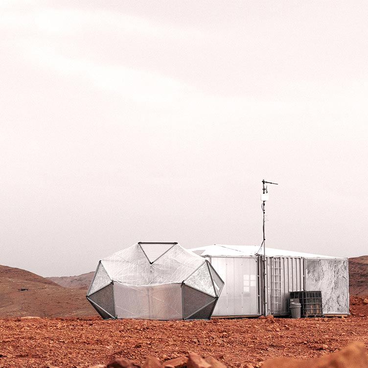 Our first habitat experimenting with expanding structures: A simulated Mars Habitat in the Negev desert of Israel in collaboration with D-MARS. The habitat will be inhabited as part of an experiment to study the experience of living in a confined space on the hazardous surface of Mars.