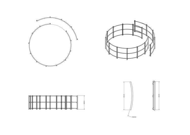 Orthographic projection of the pavilion structure.