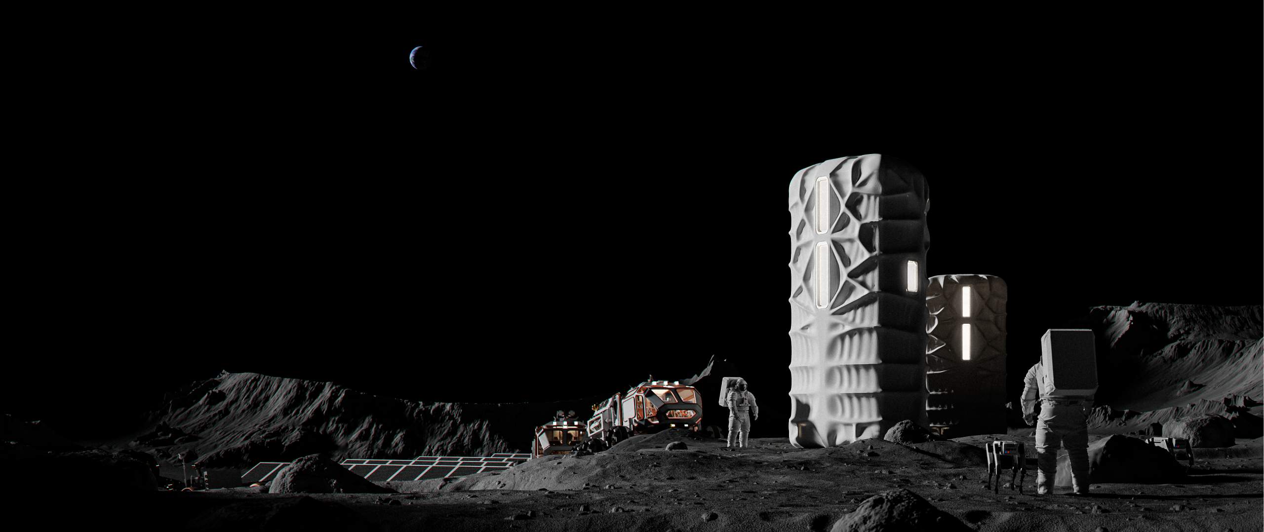 A rendering of the habitat on the moon