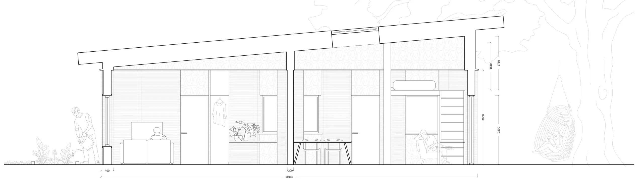 Illustration of cross-section of apartment