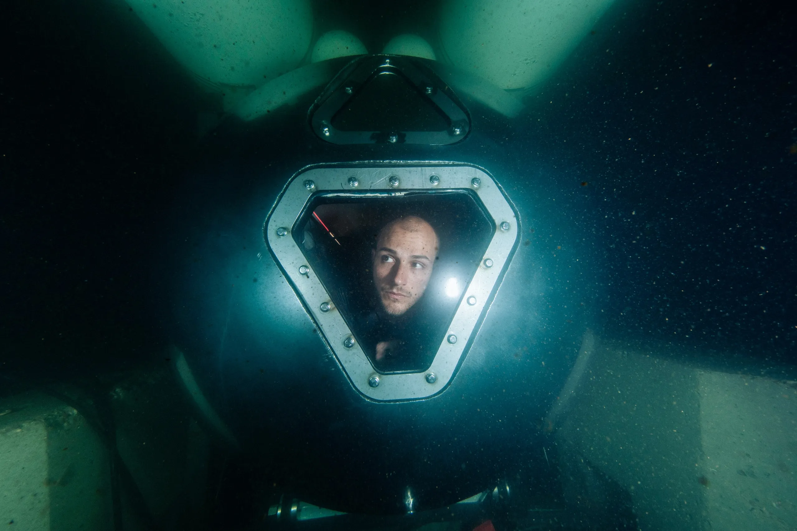 Image of Sebastian inside Uhab, taken underwater